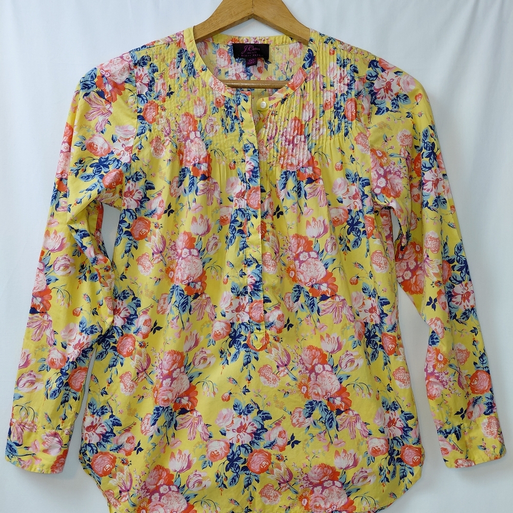 J Crew X Liberty Of London Floral Popover Blouse Women's Size‎ 00 Yellow